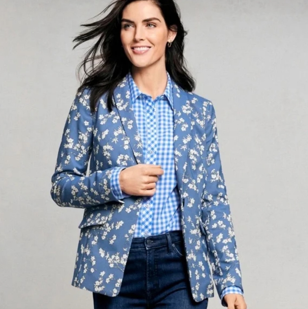 Talbots Blue Floral Blazer